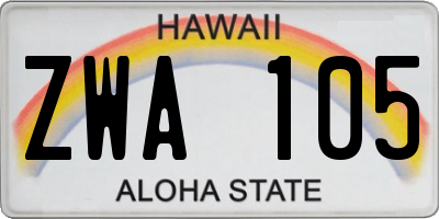 HI license plate ZWA105