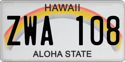 HI license plate ZWA108