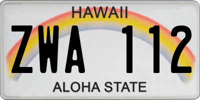 HI license plate ZWA112
