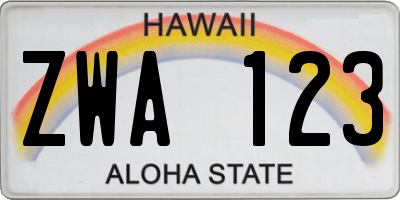 HI license plate ZWA123