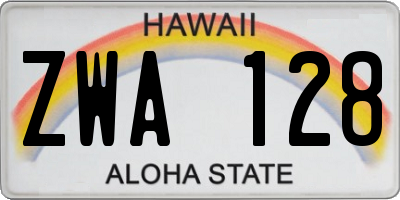HI license plate ZWA128