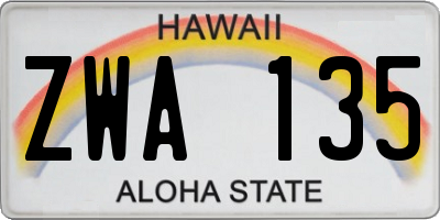 HI license plate ZWA135