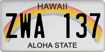 HI license plate ZWA137
