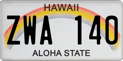 HI license plate ZWA140