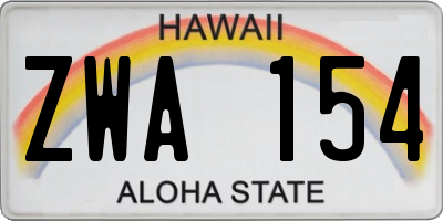 HI license plate ZWA154