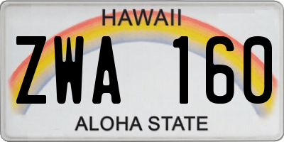 HI license plate ZWA160