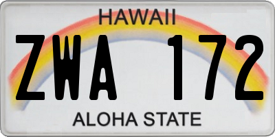 HI license plate ZWA172