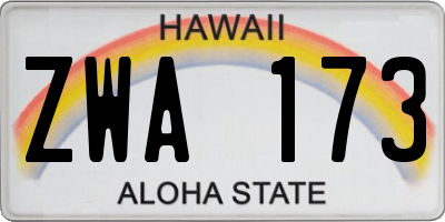 HI license plate ZWA173