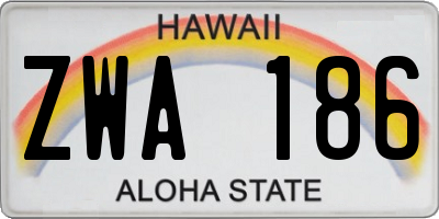 HI license plate ZWA186