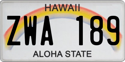 HI license plate ZWA189
