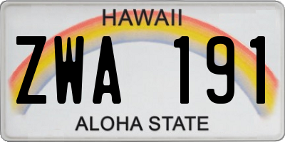 HI license plate ZWA191