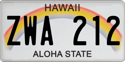 HI license plate ZWA212