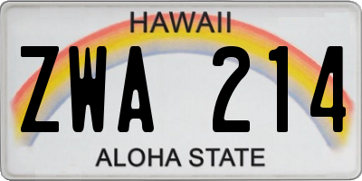 HI license plate ZWA214