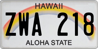 HI license plate ZWA218