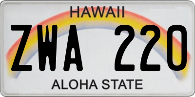 HI license plate ZWA220