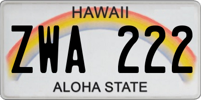 HI license plate ZWA222