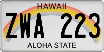 HI license plate ZWA223