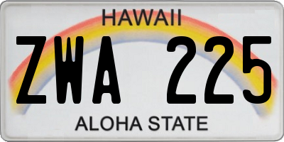 HI license plate ZWA225