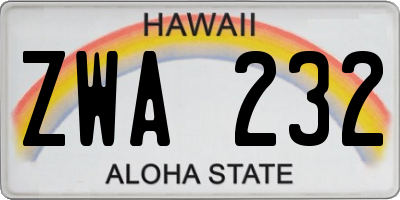 HI license plate ZWA232