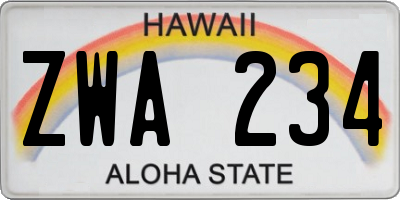 HI license plate ZWA234