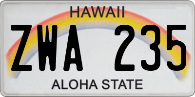 HI license plate ZWA235