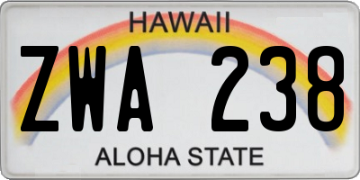 HI license plate ZWA238