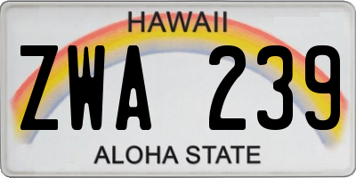 HI license plate ZWA239