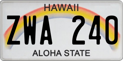 HI license plate ZWA240