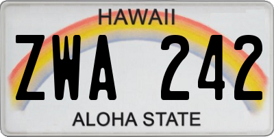HI license plate ZWA242