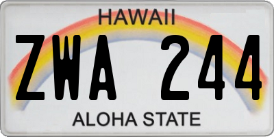 HI license plate ZWA244