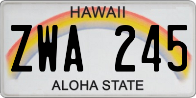 HI license plate ZWA245