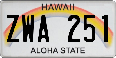 HI license plate ZWA251