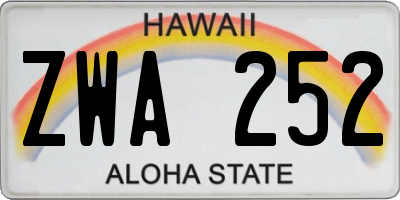 HI license plate ZWA252