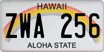 HI license plate ZWA256