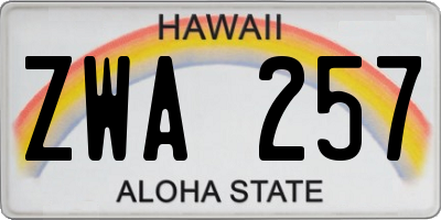 HI license plate ZWA257