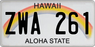 HI license plate ZWA261