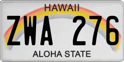 HI license plate ZWA276