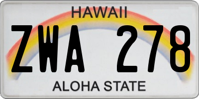 HI license plate ZWA278