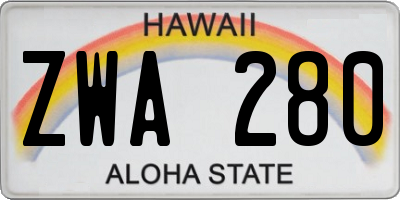 HI license plate ZWA280