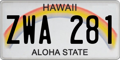 HI license plate ZWA281