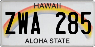 HI license plate ZWA285