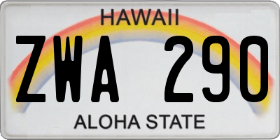 HI license plate ZWA290