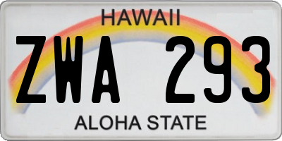 HI license plate ZWA293