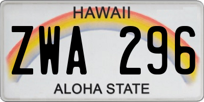 HI license plate ZWA296