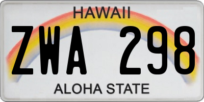HI license plate ZWA298