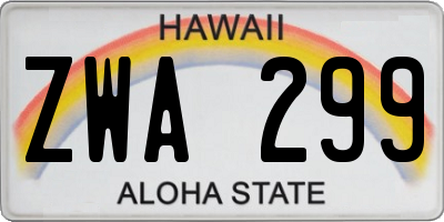 HI license plate ZWA299