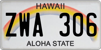 HI license plate ZWA306