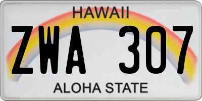 HI license plate ZWA307