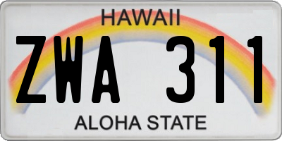HI license plate ZWA311