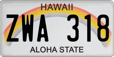 HI license plate ZWA318
